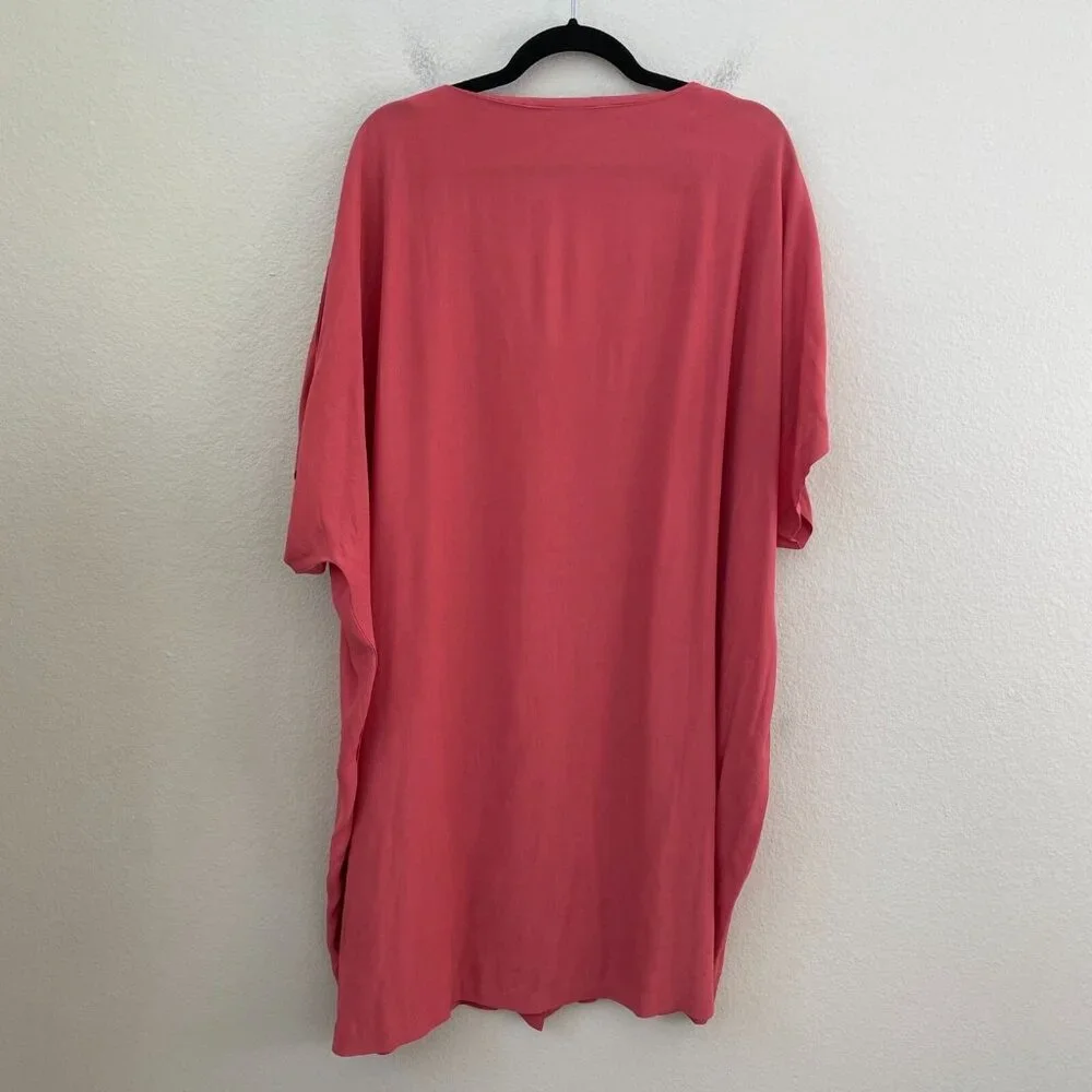 Madewell Womens Plus 3X V Neck Button Up Dress Rose Pink Short Sleeve - Picture 8 of 9